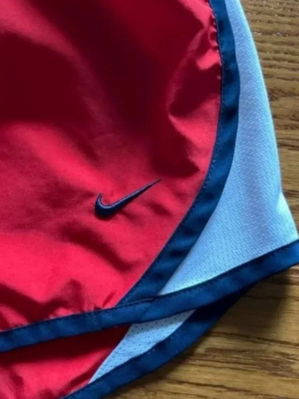 Nike Tempo Red White Navy Blue Athletic Shorts White Running Liner Girls XL